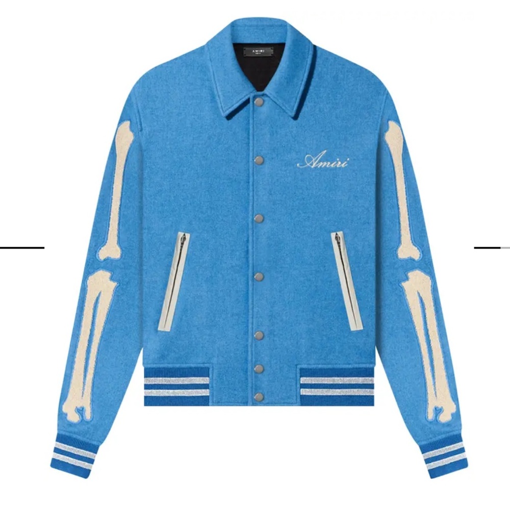 AMIRI Sky Blue Varsity Jacket size Large